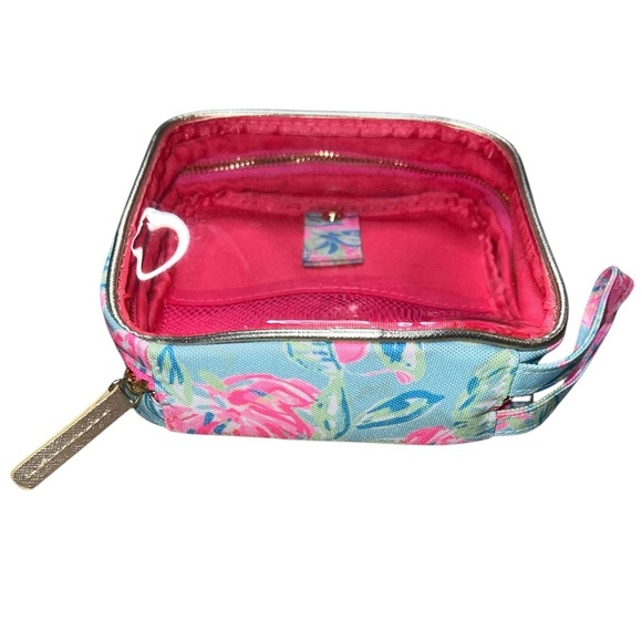 Like New Lilly Pulitzer Cord Organizer Tech Pouch Totally Blossom Pink Blue - Picture 3 of 6
